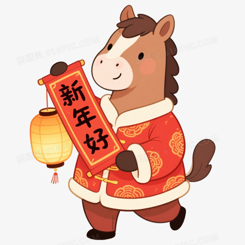 卡通手绘马形象免抠元素