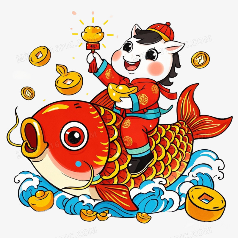 2026马年小马锦鲤IP形象免抠元素