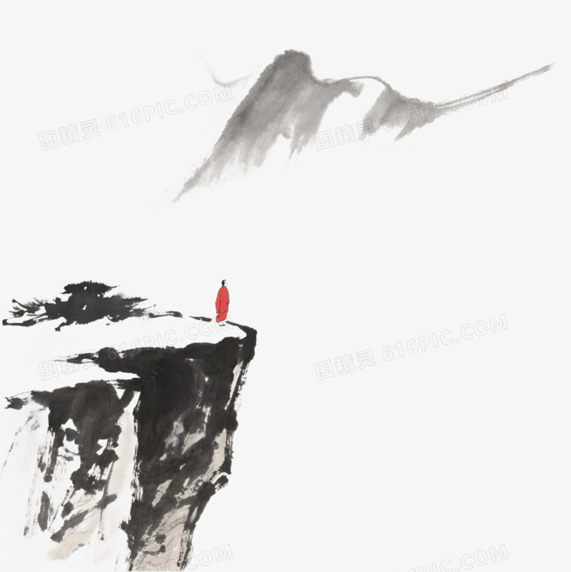 禅意风水墨画山水免扣元素