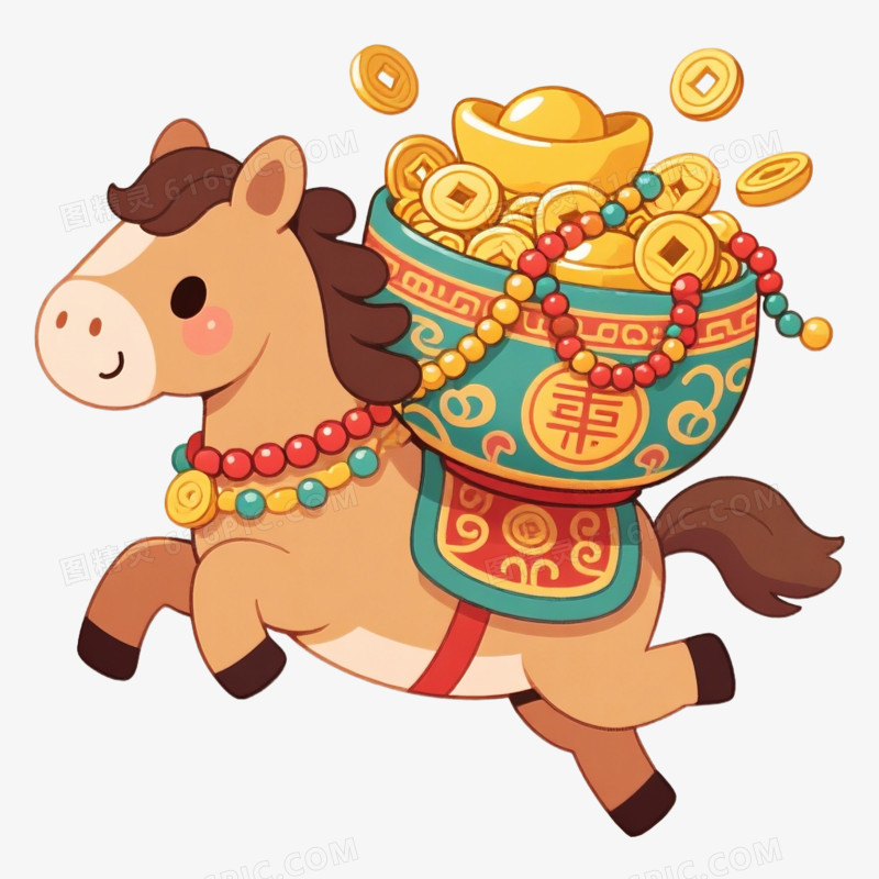 卡通手绘马形象免抠元素