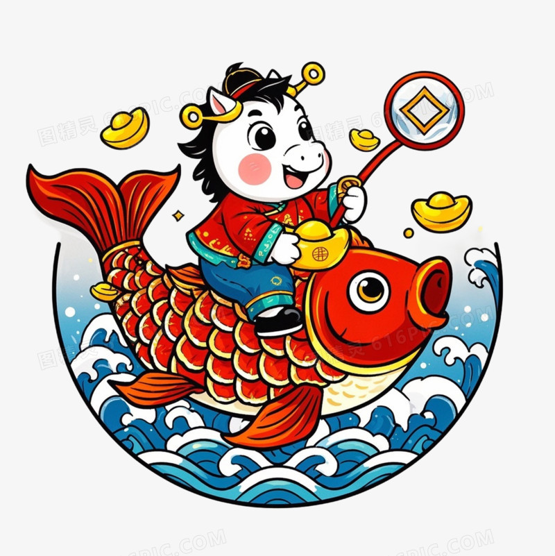 2026马年小马锦鲤IP形象免抠元素