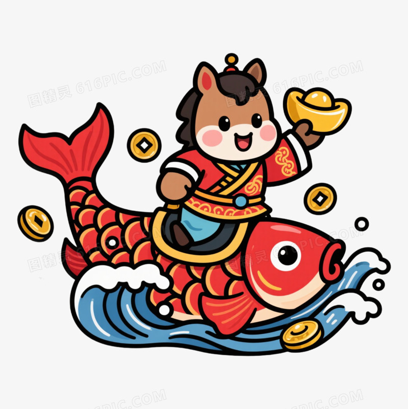 2026马年小马锦鲤IP形象免扣元素