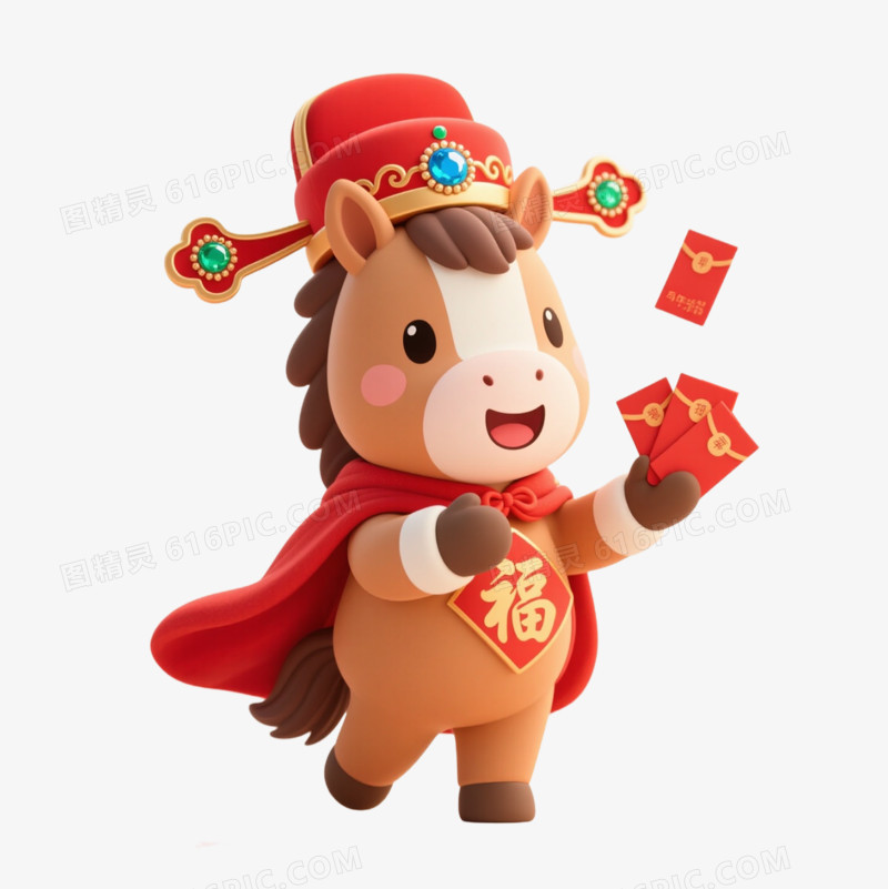2026喜庆卡通马年IP形象免抠元素