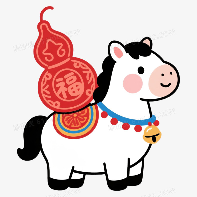 卡通手绘马形象免抠元素