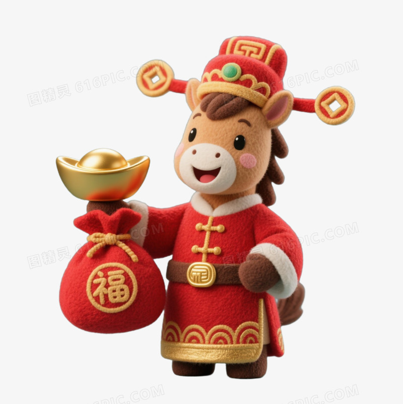 毛毡风马年IP形象免扣元素