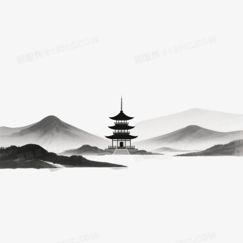 禅意建筑免抠元素