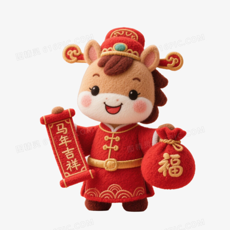 毛毡风马年IP形象免扣元素