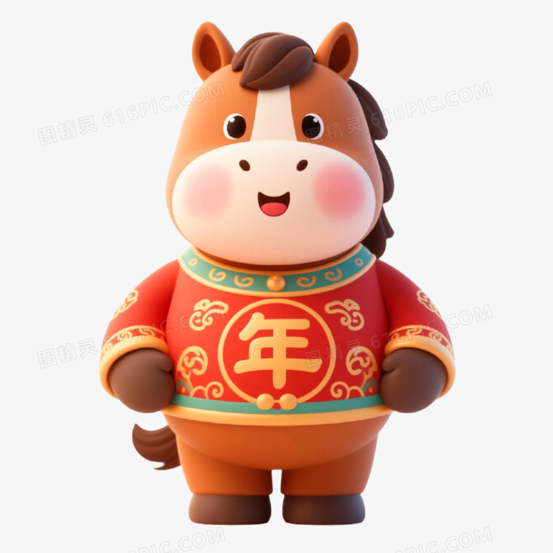 C4D插画风格马年IP形象免抠元素