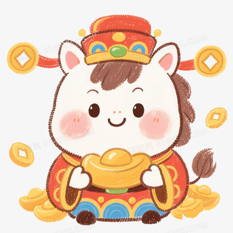 2026马年财神爷小马IP形象免扣元素