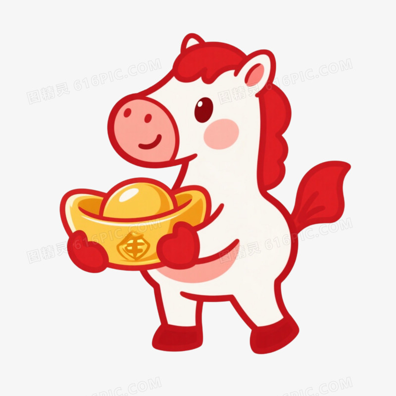 马年简约风小马IP形象免扣元素