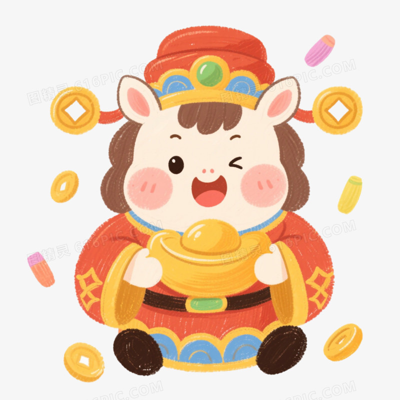 2026马年财神爷小马IP形象免扣元素