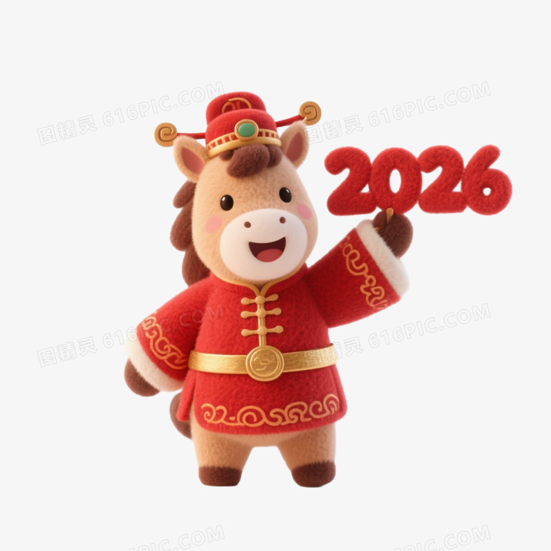 毛毡风2026马年小马IP形象免扣元素