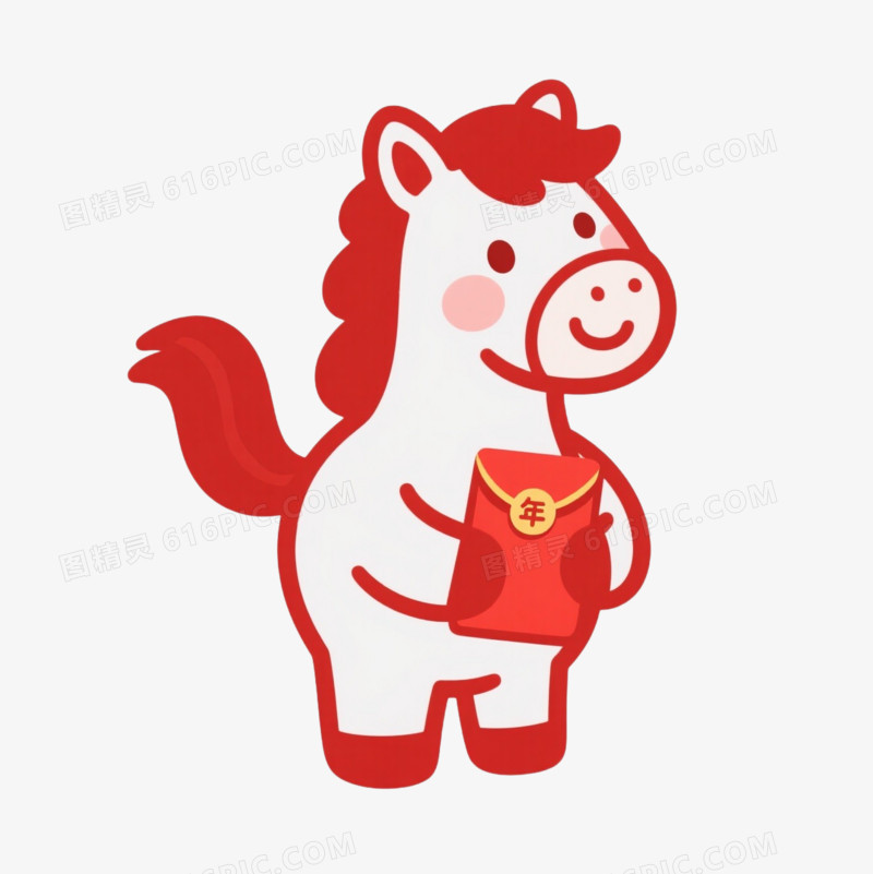 马年简约小马IP形象免扣元素