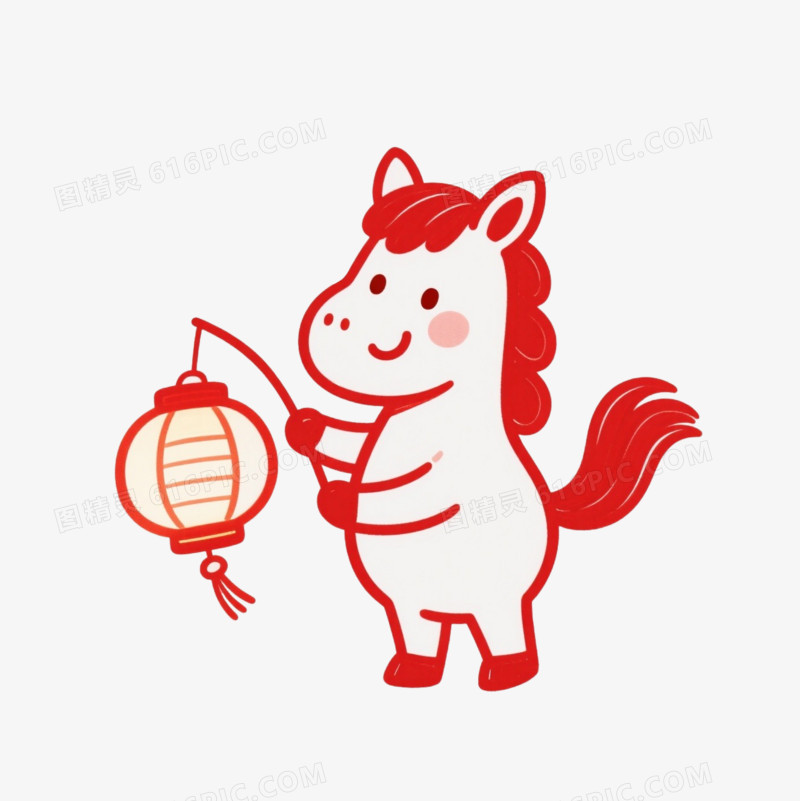 马年简约小马IP形象免扣元素