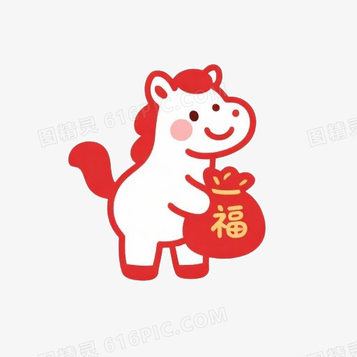 马年简约小马IP形象免扣元素
