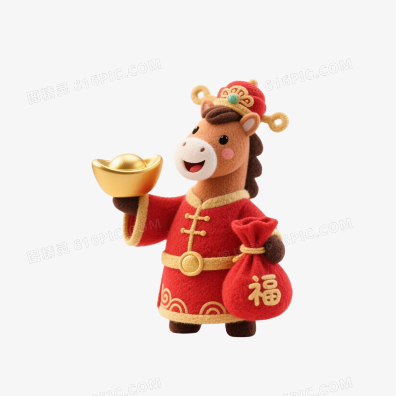 毛毡风2026马年小马IP形象免扣元素