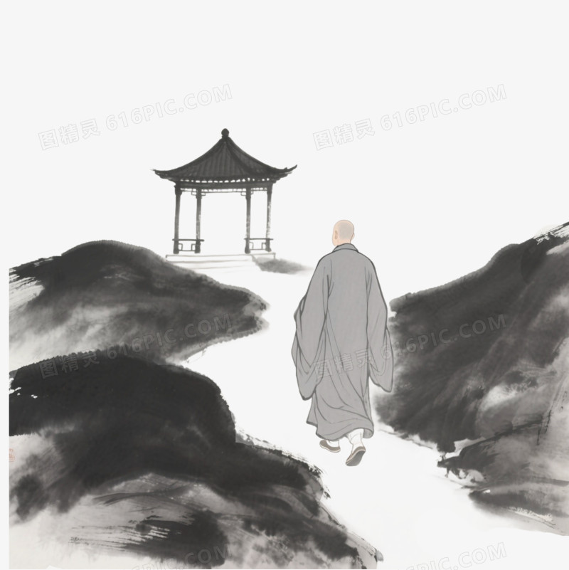 水墨风山水禅意免扣元素