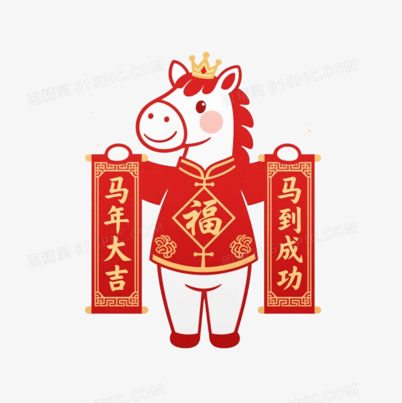 一对2026马年小马IP形象免扣元素
