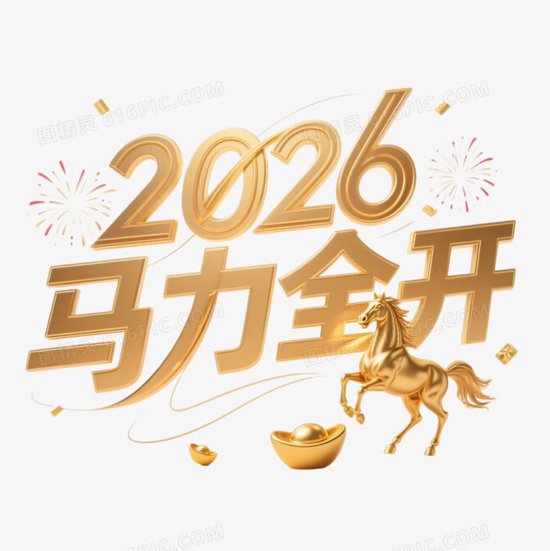 2026马力全开马年艺术字免扣元素