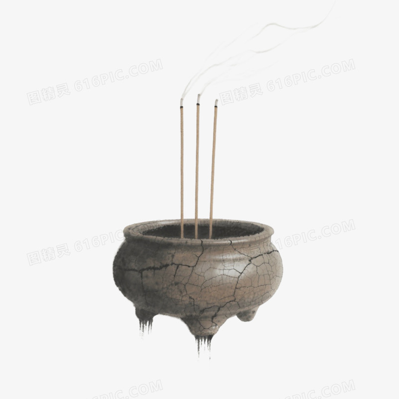 水墨风禅意香炉摆件免扣元素