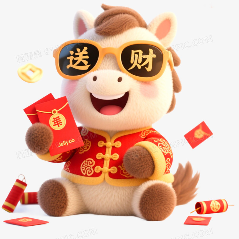 3D立体创意马年形象IP免抠元素