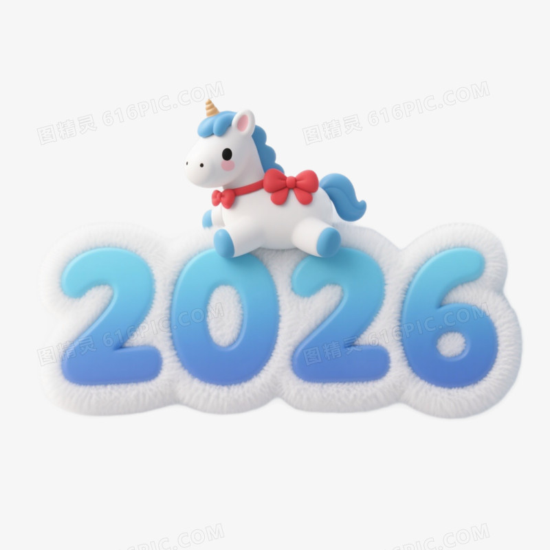 卡通可爱2026艺术字免扣元素