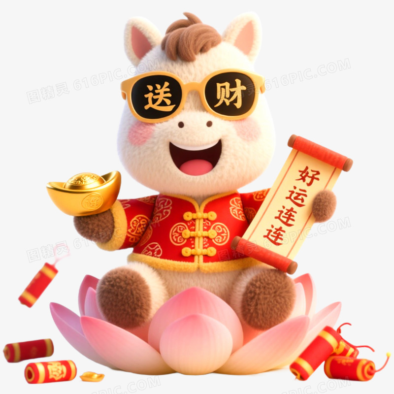 3D立体创意马年形象IP免抠元素