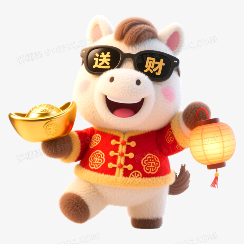 3D立体创意马年形象IP免抠元素