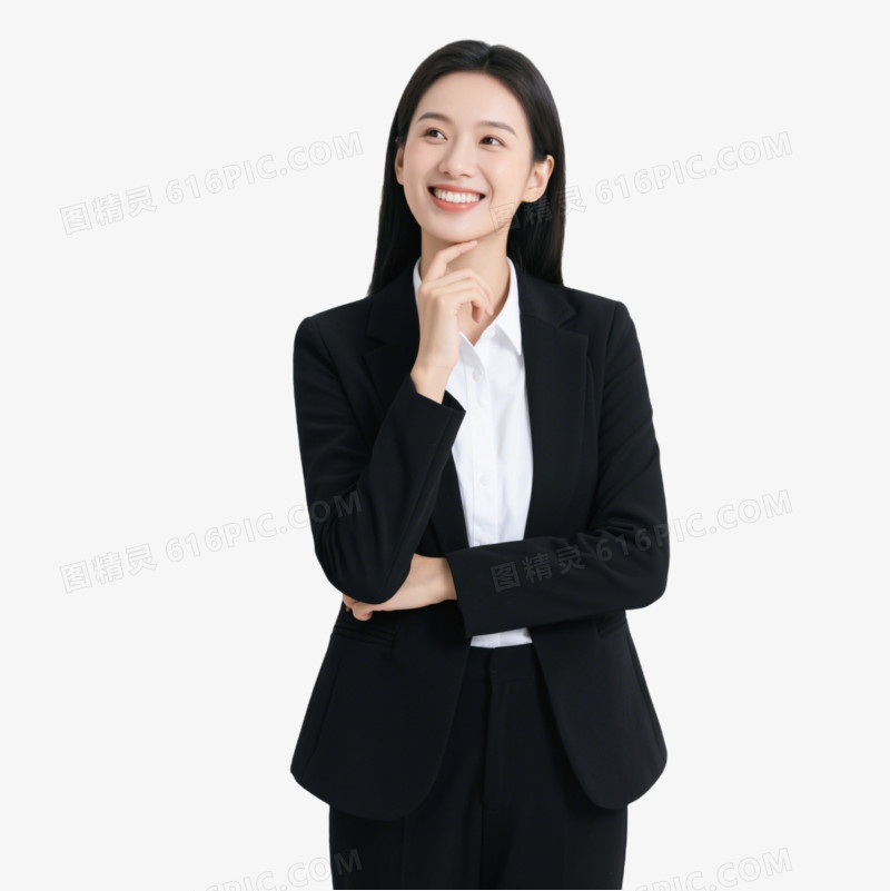 摄影思考的女职员免抠元素