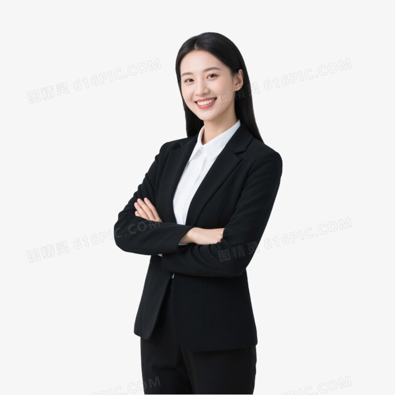 摄影双手交叉抱在胸前的女职员免抠元素