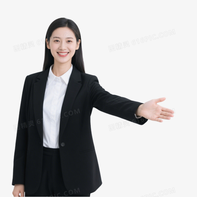 摄影伸手介绍的女职员免抠元素