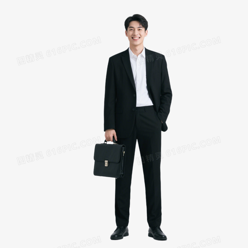 摄影拿着公文包的男职员免抠元素