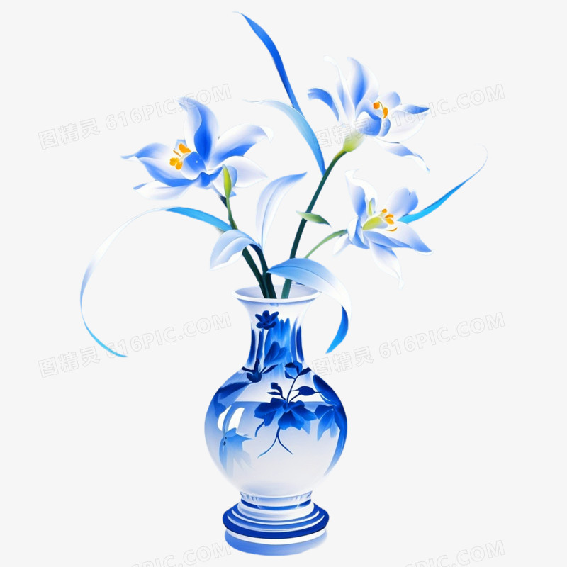 新中式花工笔画免抠元素