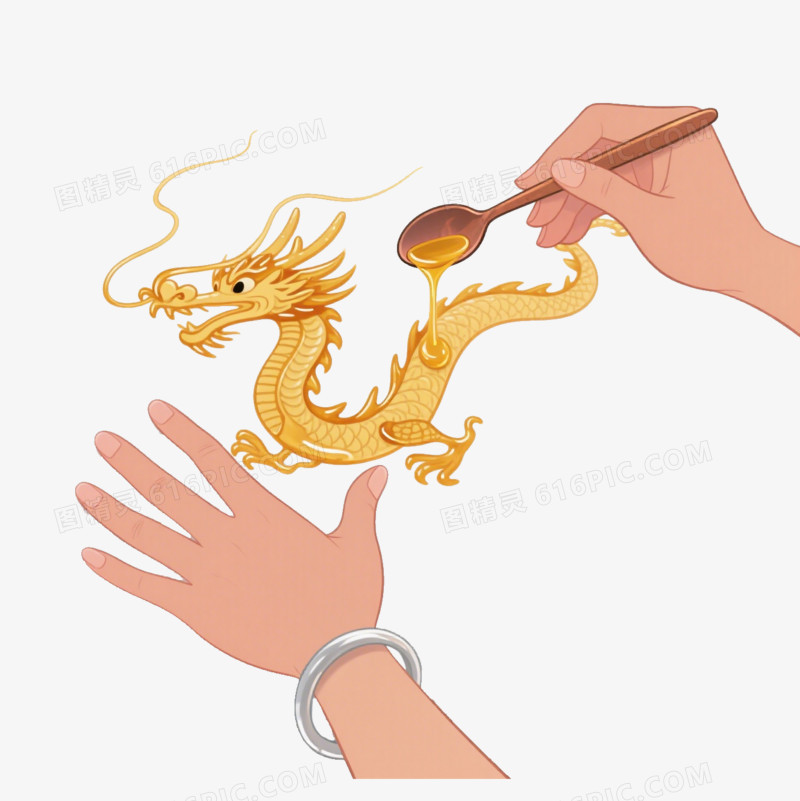 卡通一双手正在制作糖画免抠元素