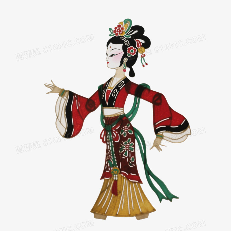 卡通皮影中年妇女免抠元素
