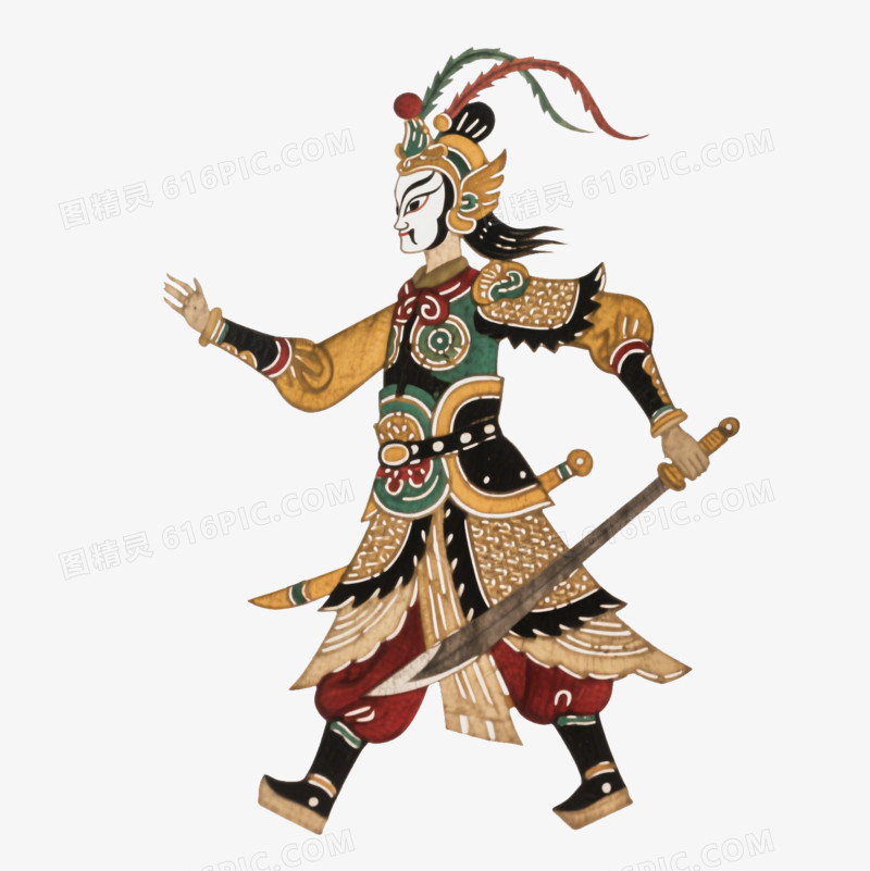 卡通皮影武将免抠元素