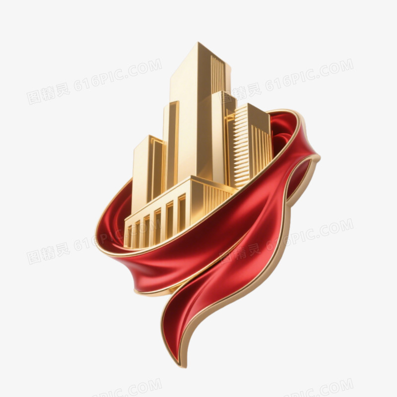金色建筑剪影免抠元素