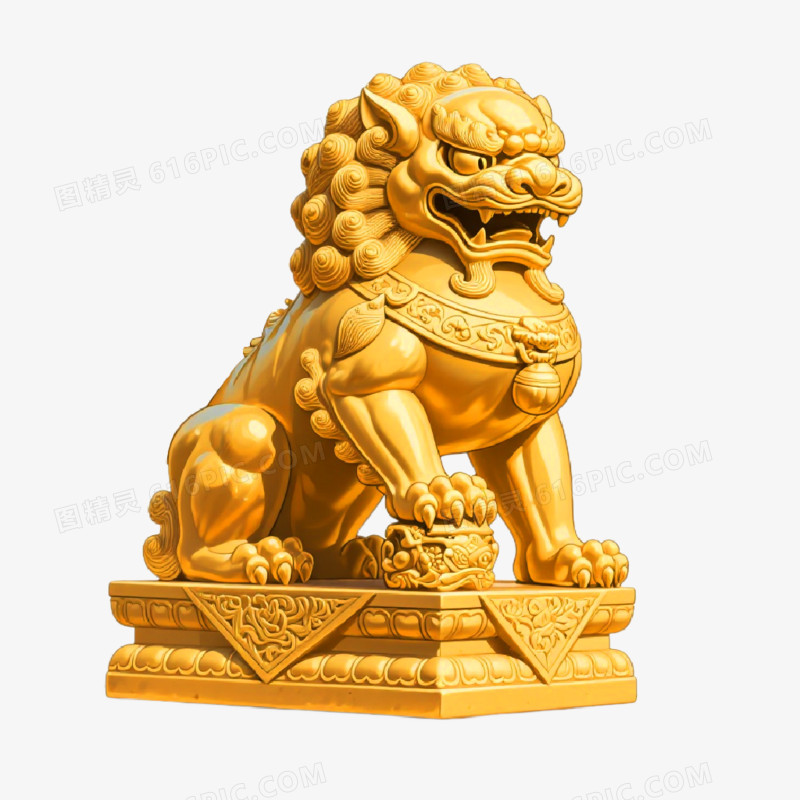 插画风格金色狮子免抠元素