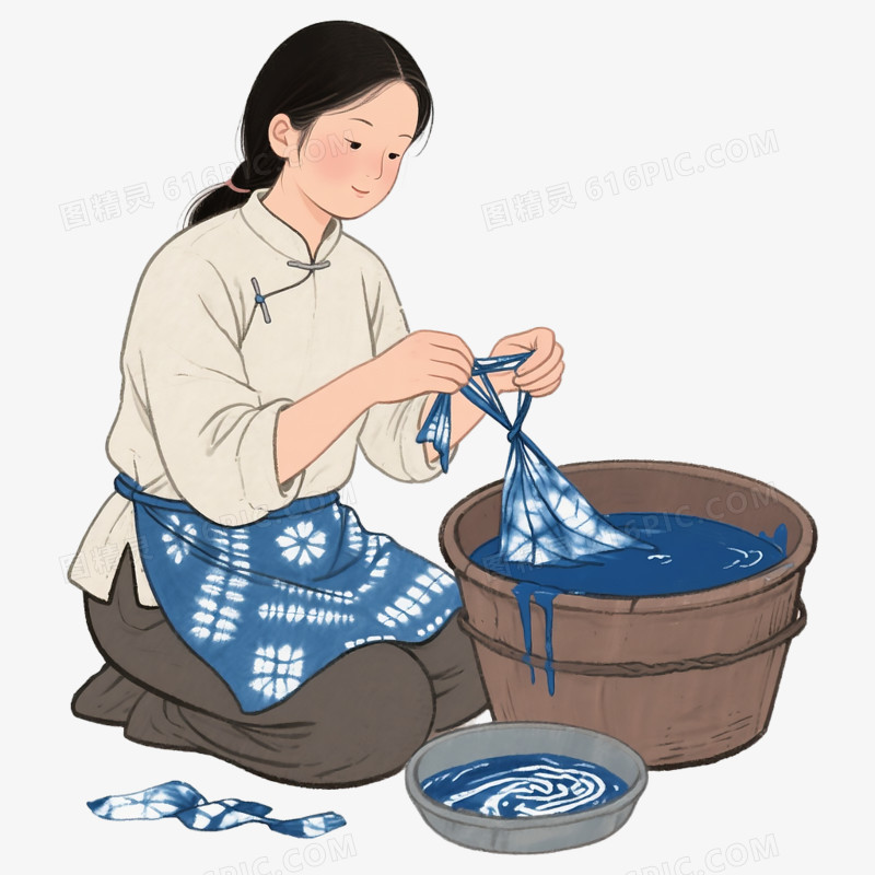 手绘非遗文化扎染免抠元素