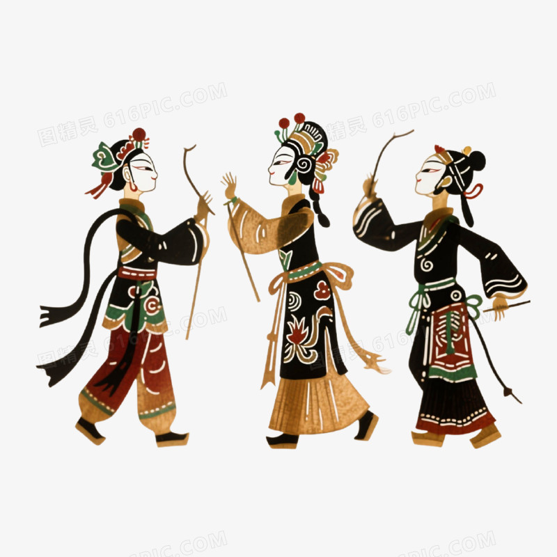 手绘插画风格皮影戏免抠元素