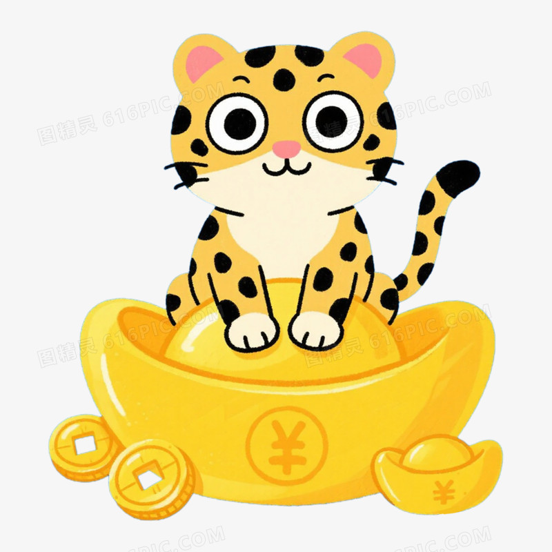 金钱豹有钱暴富发财免抠元素