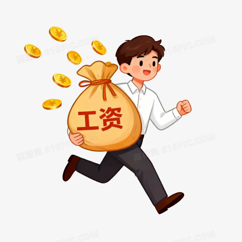 卡通手绘上班族发工资免抠元素
