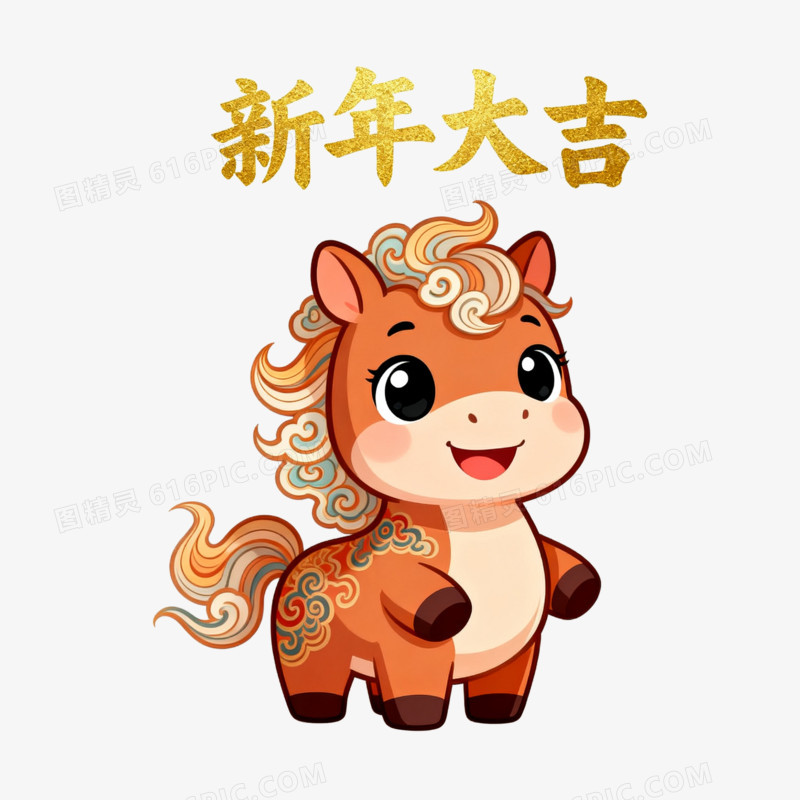 2026喜庆新年小马贺岁IP形象免扣元素