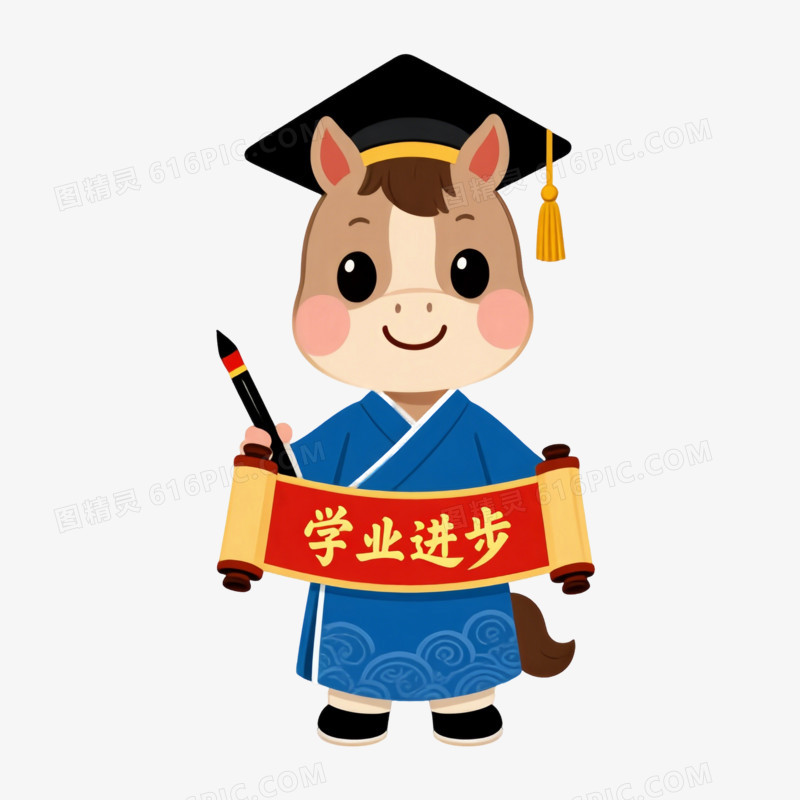 2026小马学士祝学业进步IP形象免扣元素