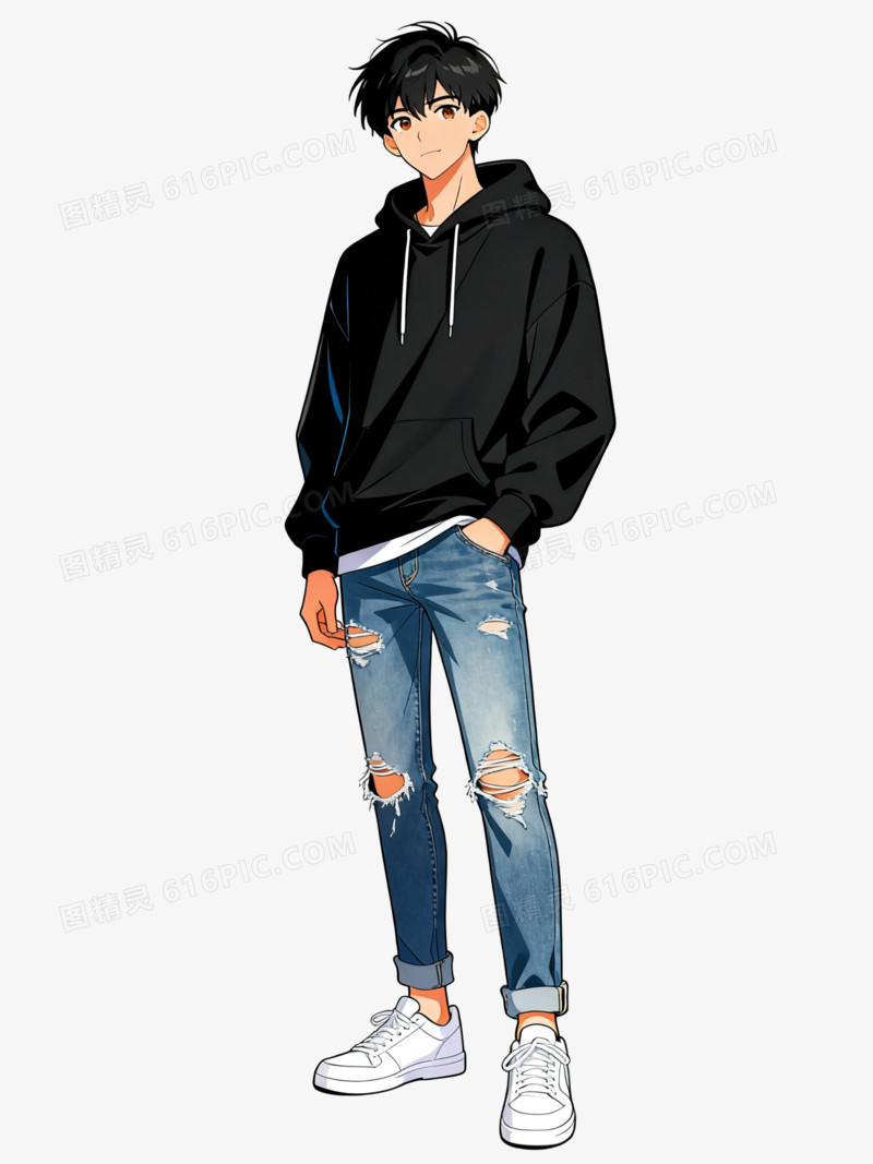 二次元男青年人物免扣元素