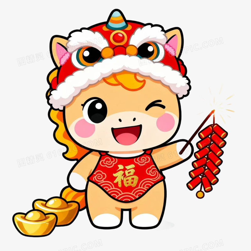 可爱卡通马年IP形象免扣元素