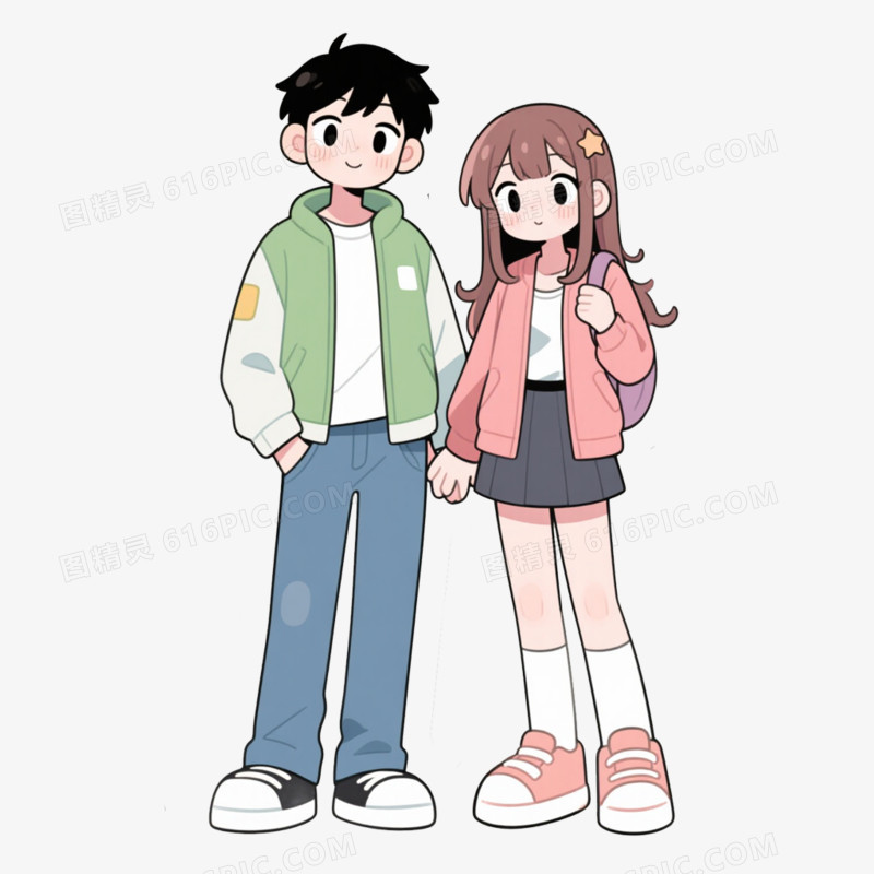 二次元漫画人物情侣免抠元素