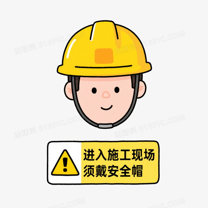 卡通戴着安全帽的头像和进入施工现场须戴安全帽图标免抠元素