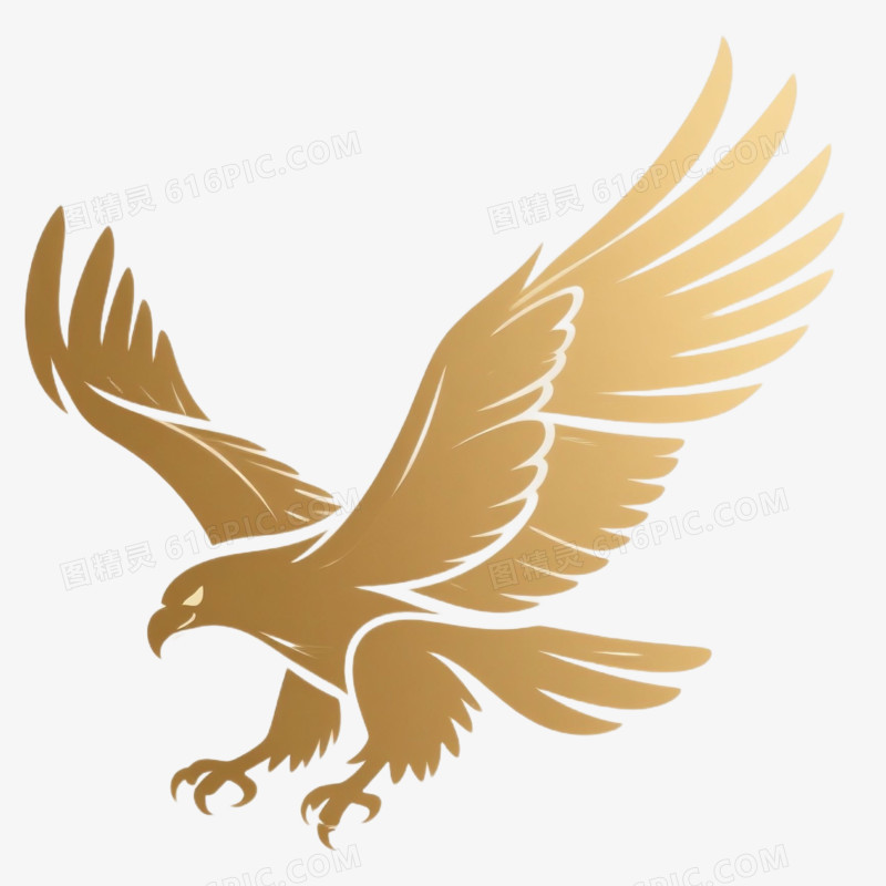 卡通手绘金色老鹰LOGO免抠元素