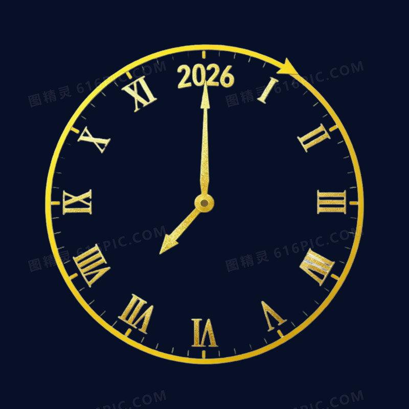 倒计时2026时钟钟表表盘免抠元素